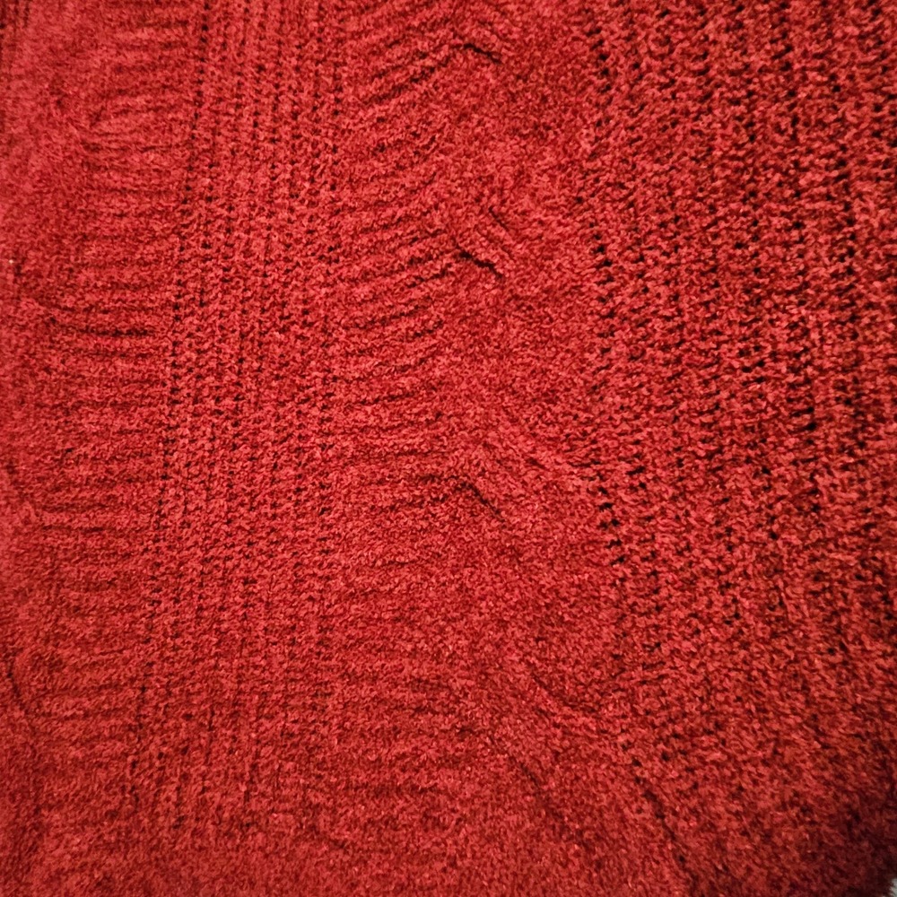 Maurice's Cozy Cable‎ Knit Chenille Cardigan Open Front Red Womens 2X - Picture 8 of 10
